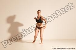 Underwear Martial art Woman White Moving poses Average long colored Dynamic poses Academic